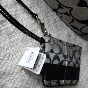 NWT Black/gray COACH wristlet. PERFECT! 6 inch wide.
